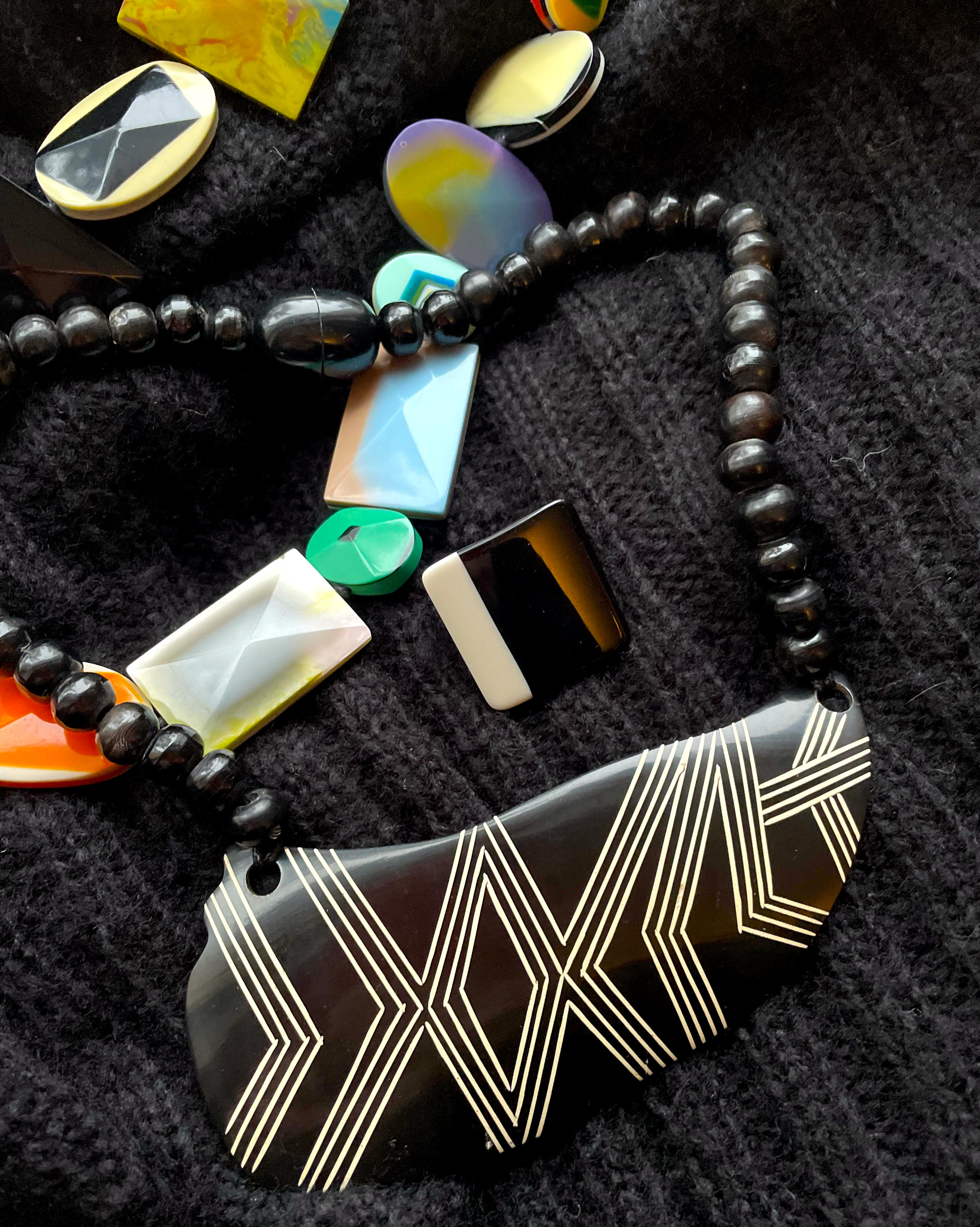 Marion Godart Black & White Tribal Necklace