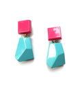 Marion Godart Turquoise & Pink Art Deco Earrings