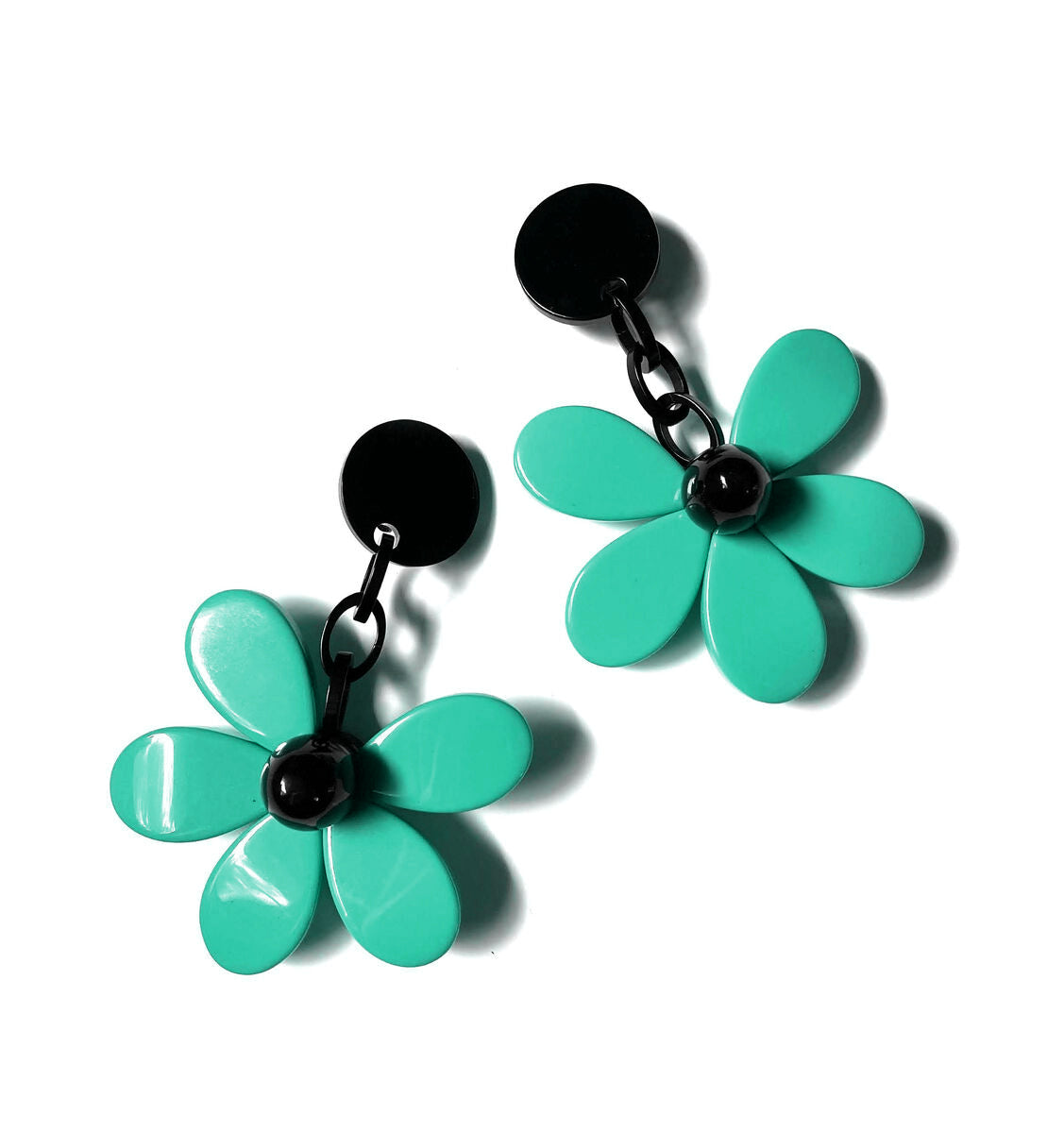 Marion Godart Turquoise & Black Flower Power Earrings