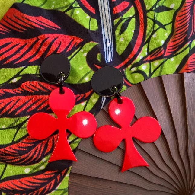 Marion Godart Red Clubs Casino Earrings