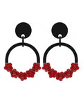 Marion Godart Red and Black Flower Hoop Earrings