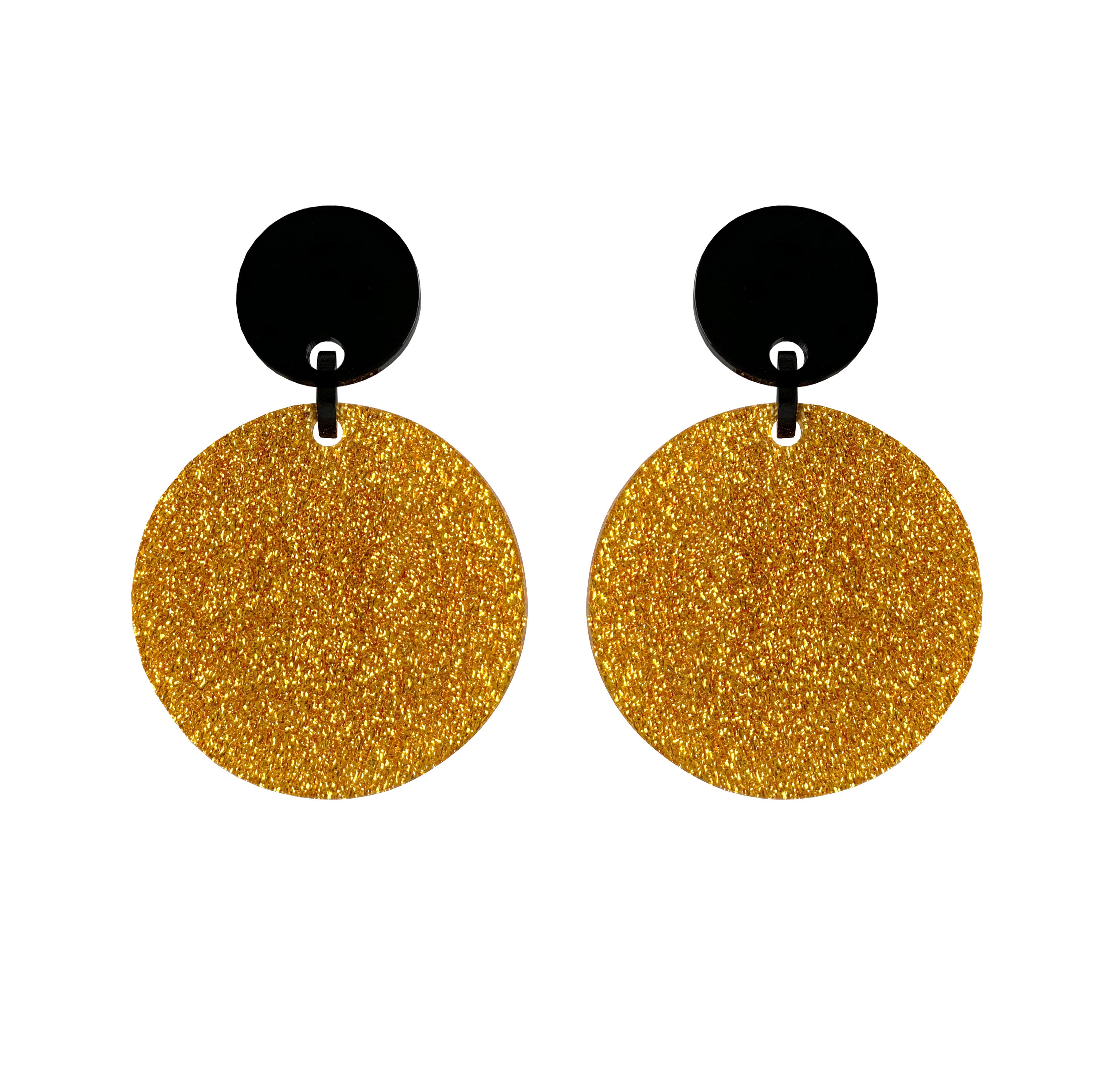 Marion Godart Round Earrings with Gold Glitter