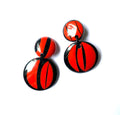 Marion Godart Red & Black Round Retro Earrings