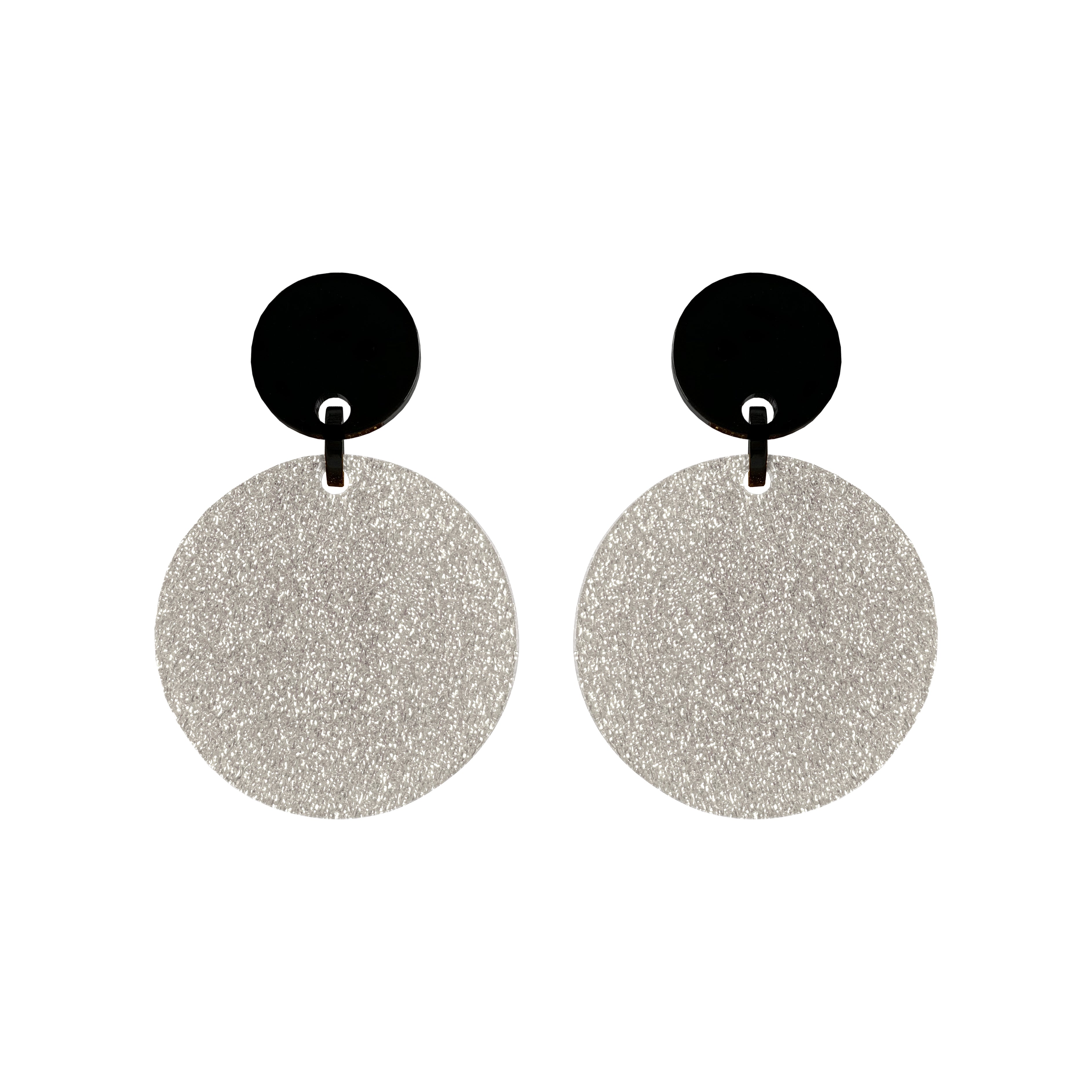 Marion Godart Round Earrings with Silver Glitter