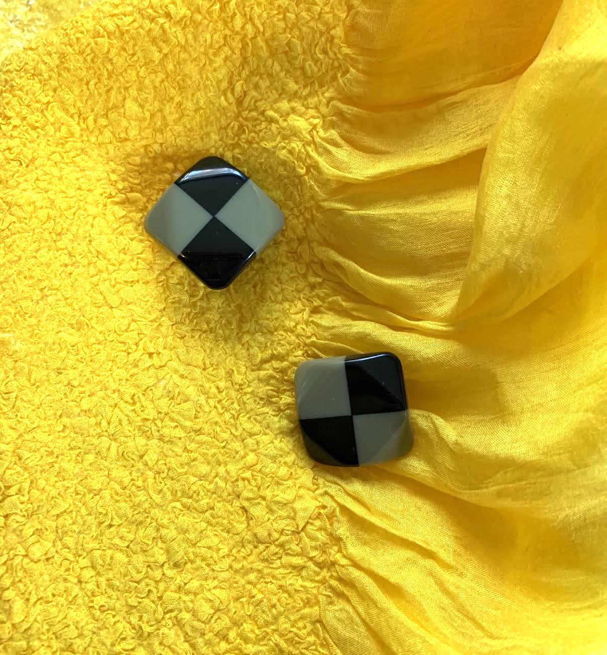Marion Godart Earrings in Grey & Black Checkered Pattern