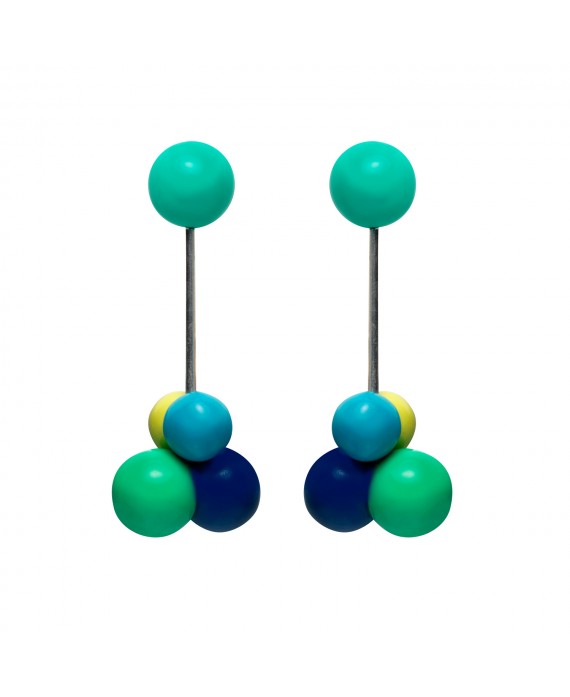 Marion Godart Atom Earrings in Turquoise, Blue & Green