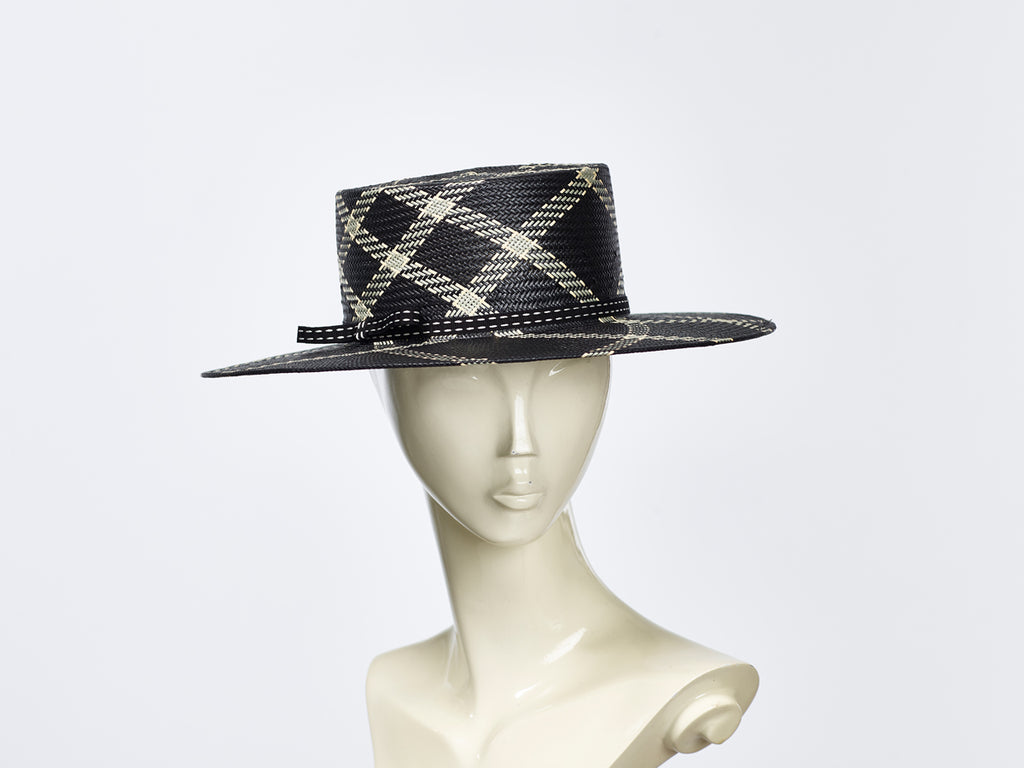 Misa Harada Black & White Large Boater Hat