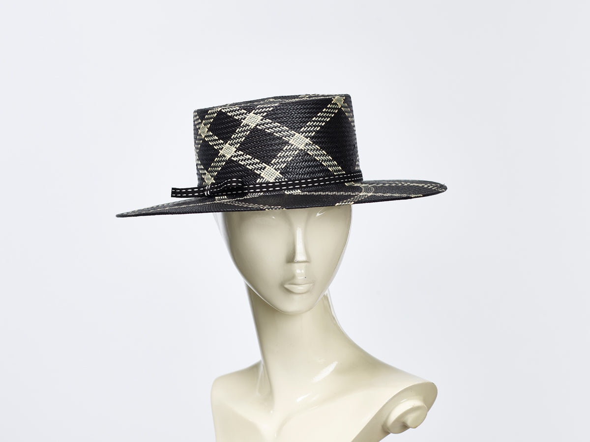 Misa Harada Black & White Large Boater Hat