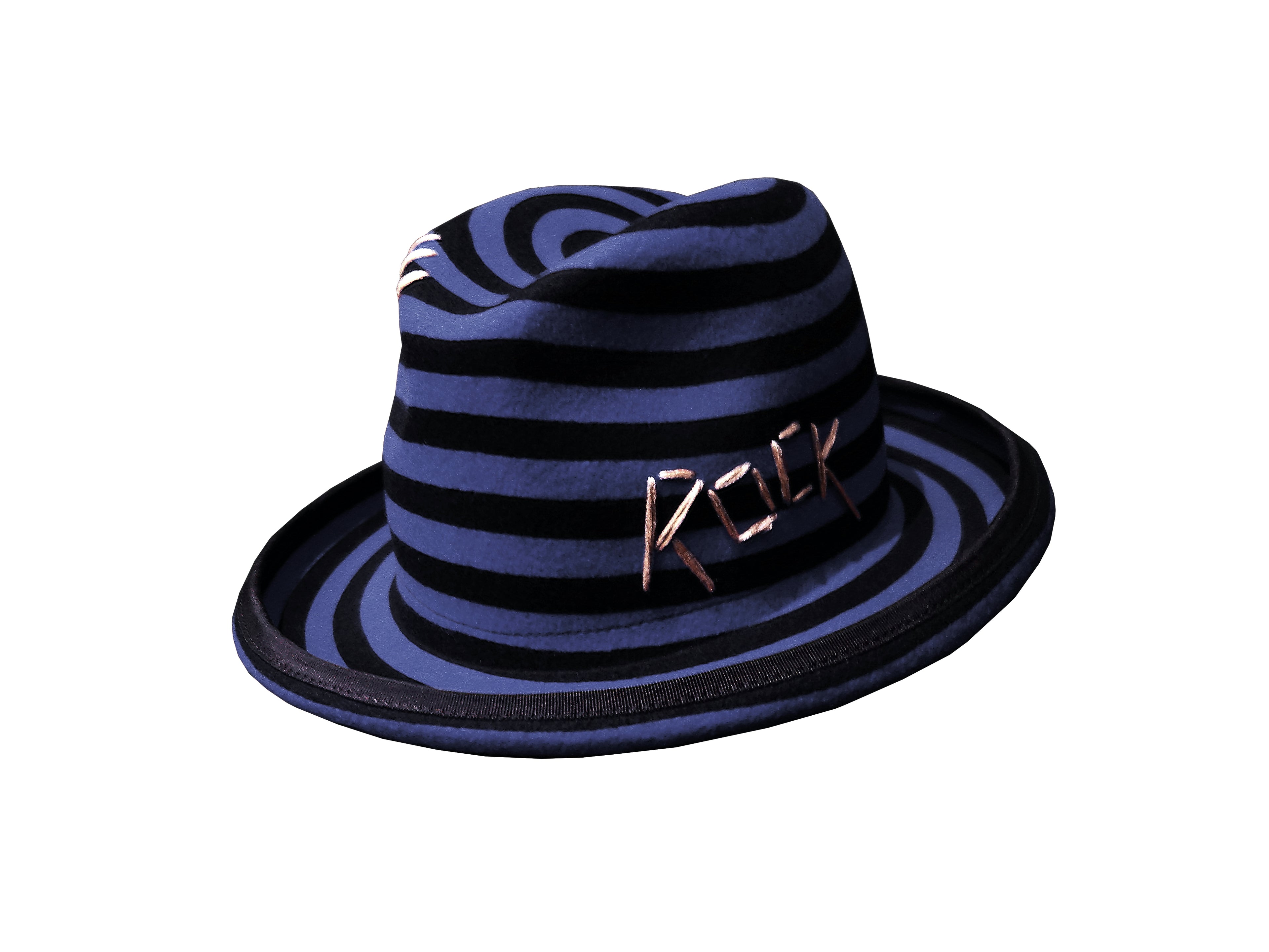 Misa Harada Striped Blue Homburg Hat