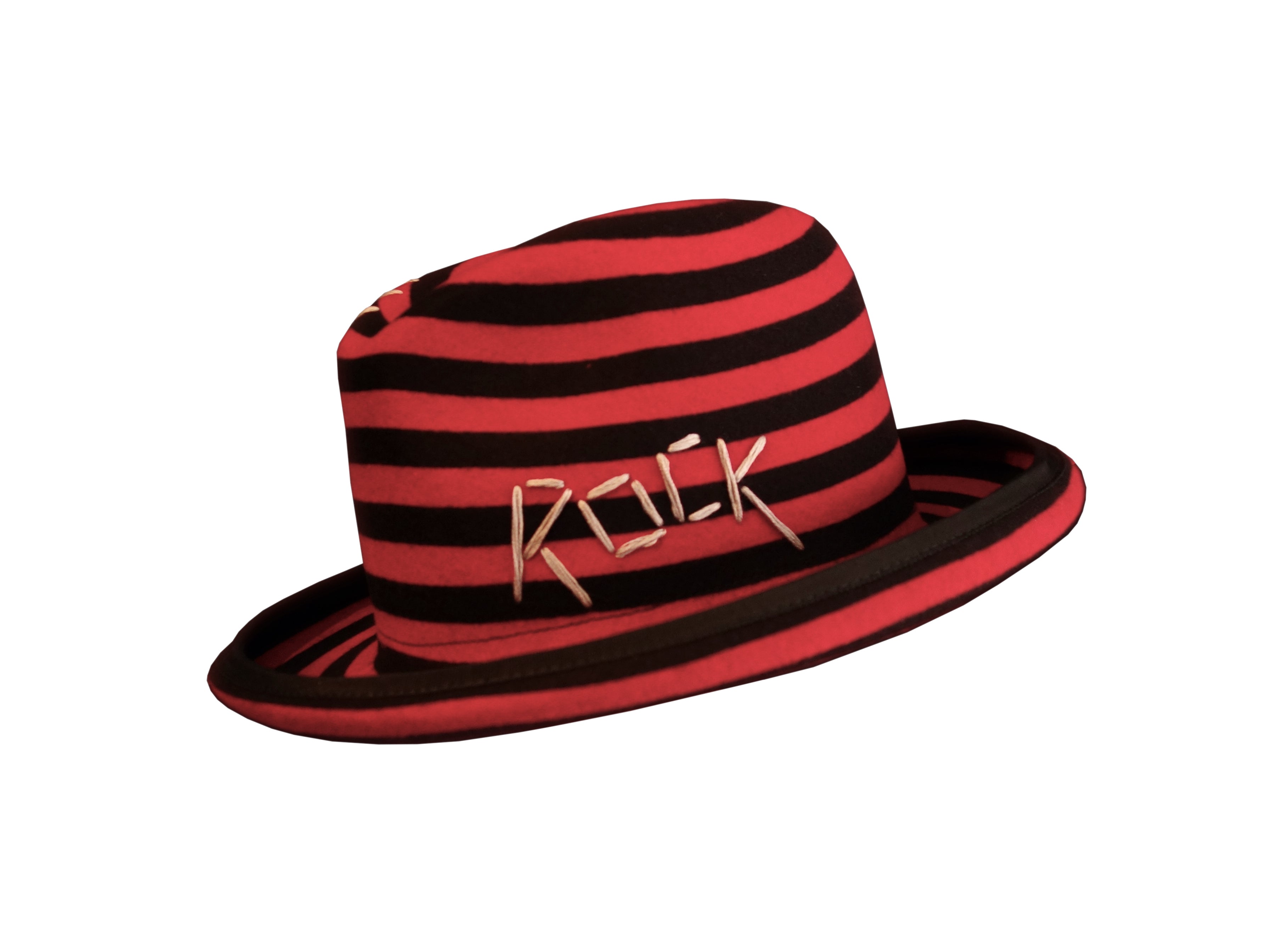 Misa Harada Striped Red Homburg Hat
