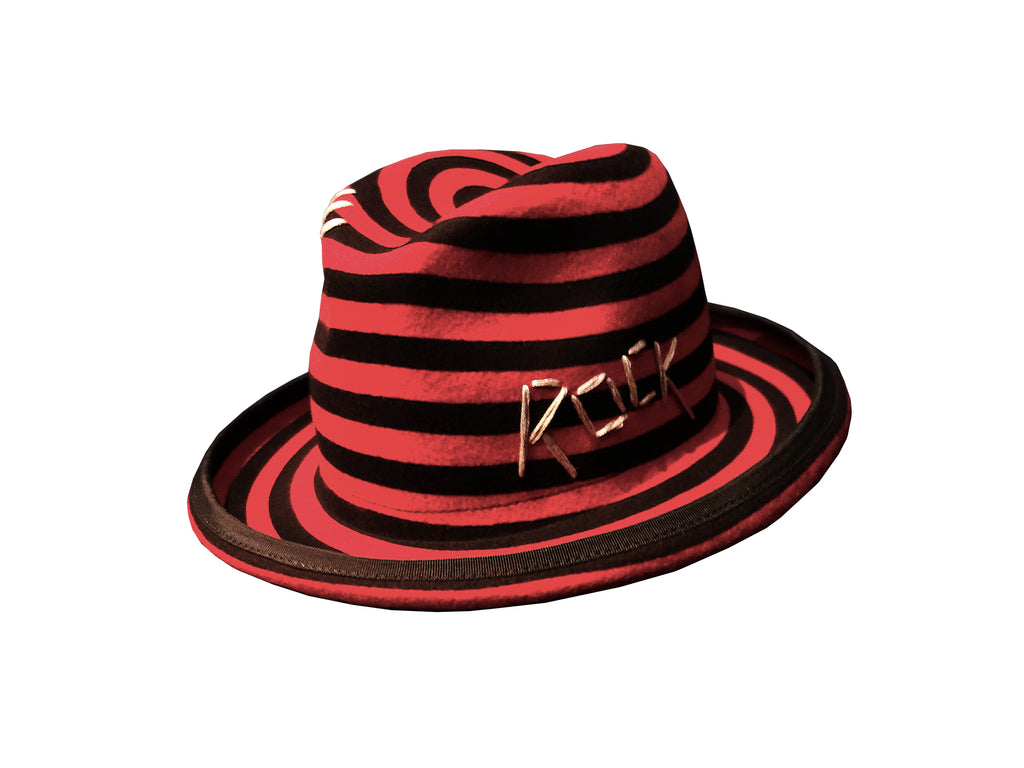 Misa Harada Striped Red Homburg Hat