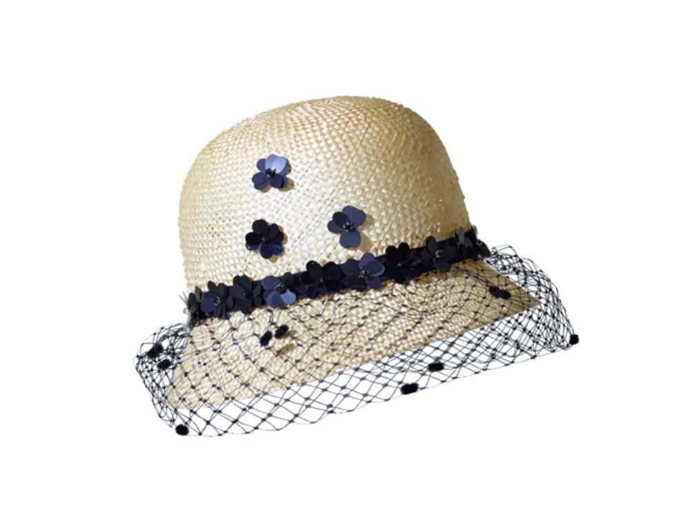 Misa Harada Cloche Hat with Black Sequins