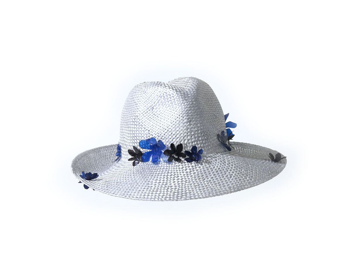 Misa Harada Grey Fedora with Flowers