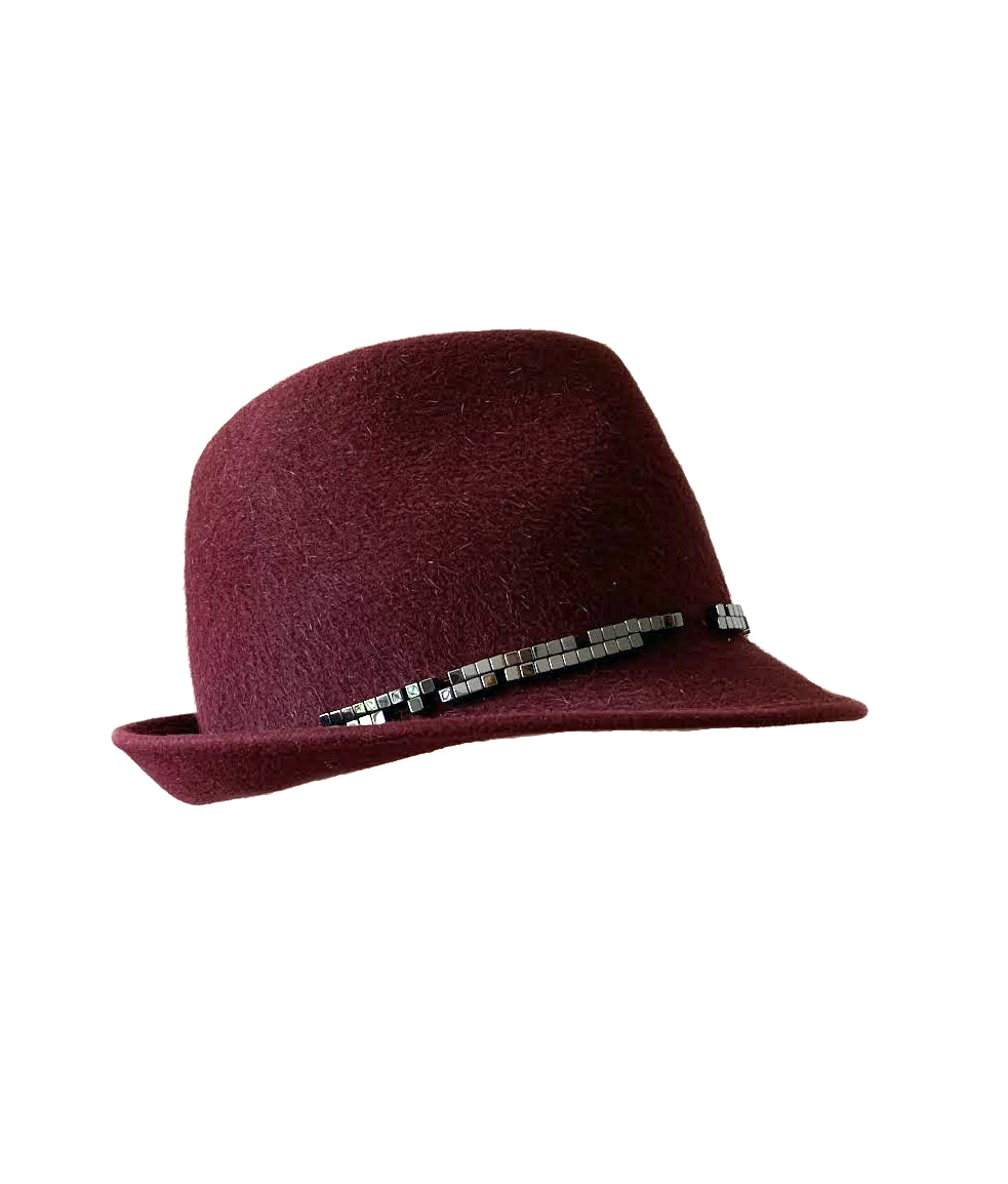 Misa Harada Burgundy Red Trilby Hat