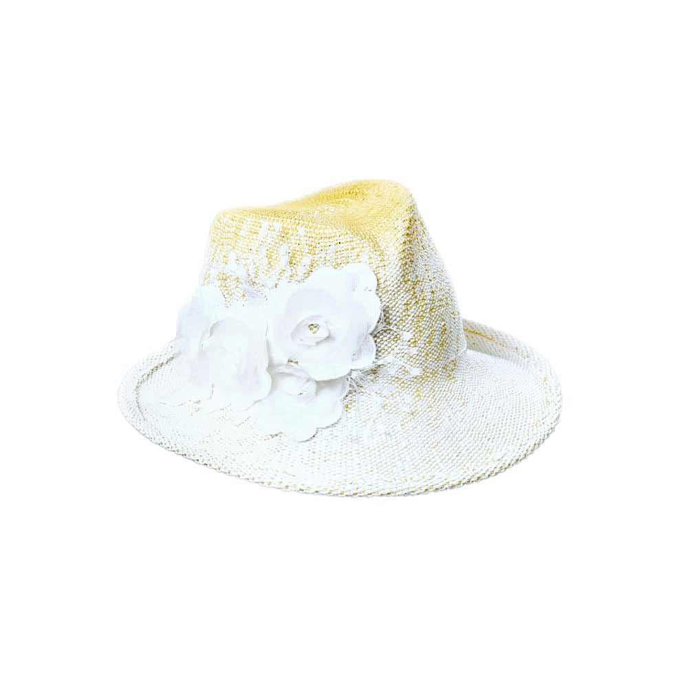Misa Harada Summer Hat with White Flowers