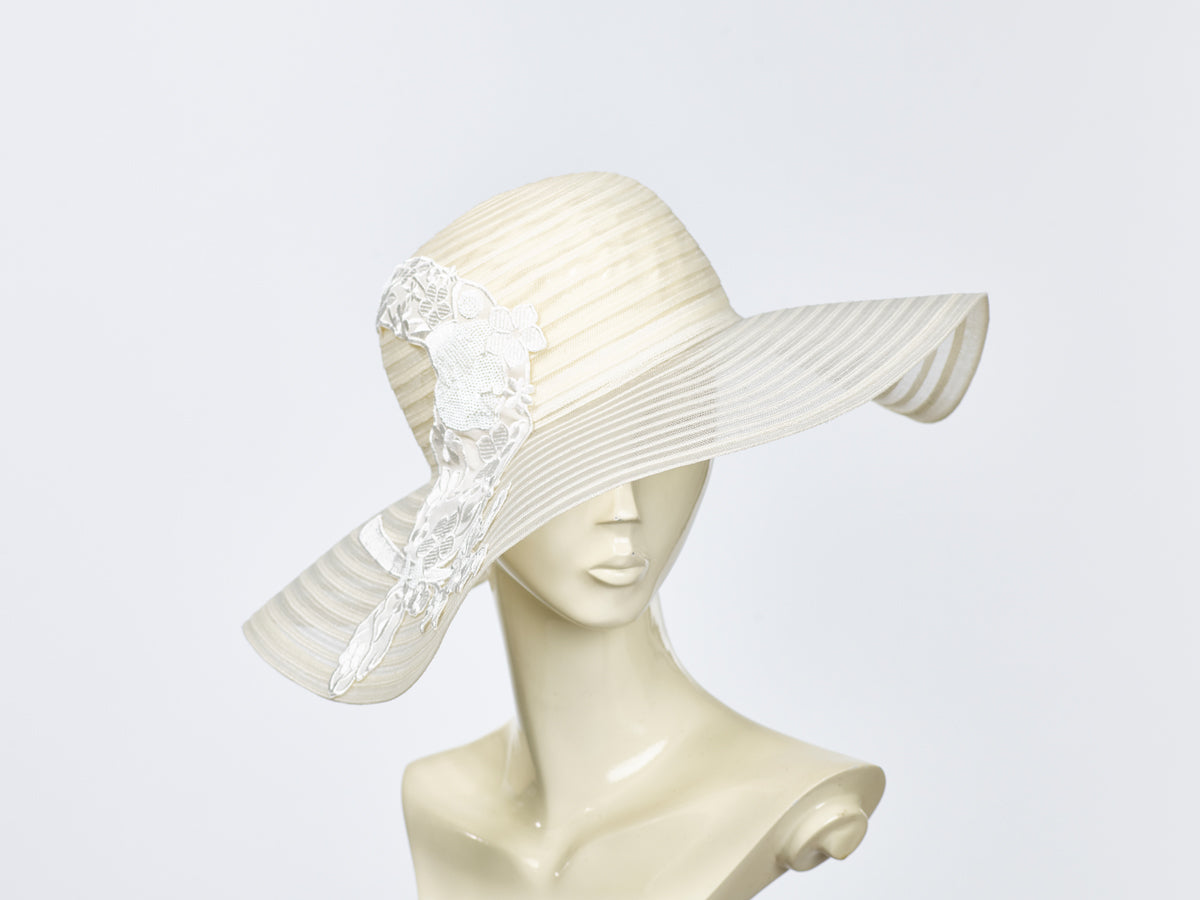 Misa Harada White Wide Brimmed Hat