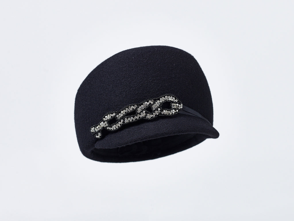 Misa Harada Black Wool Hat & Chain