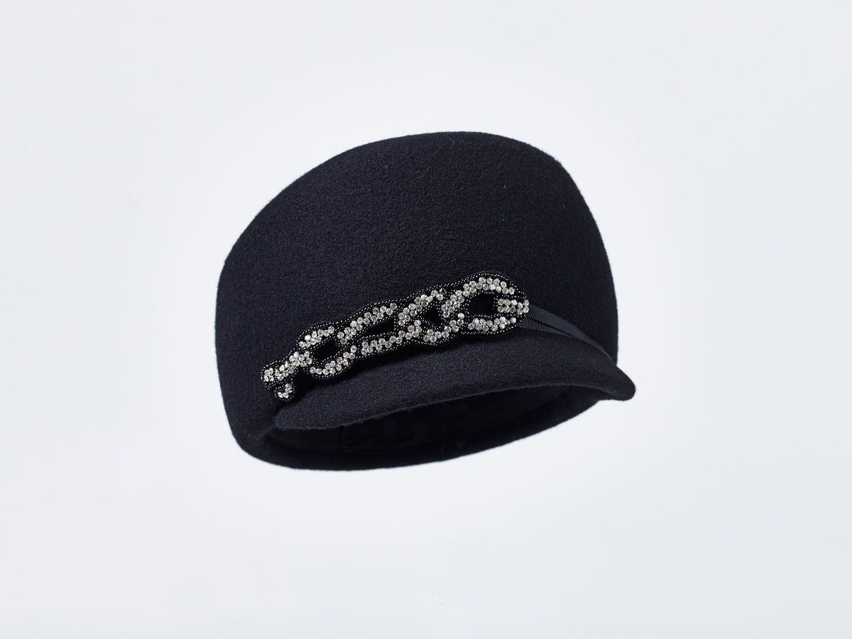 Misa Harada Black Wool Hat & Chain