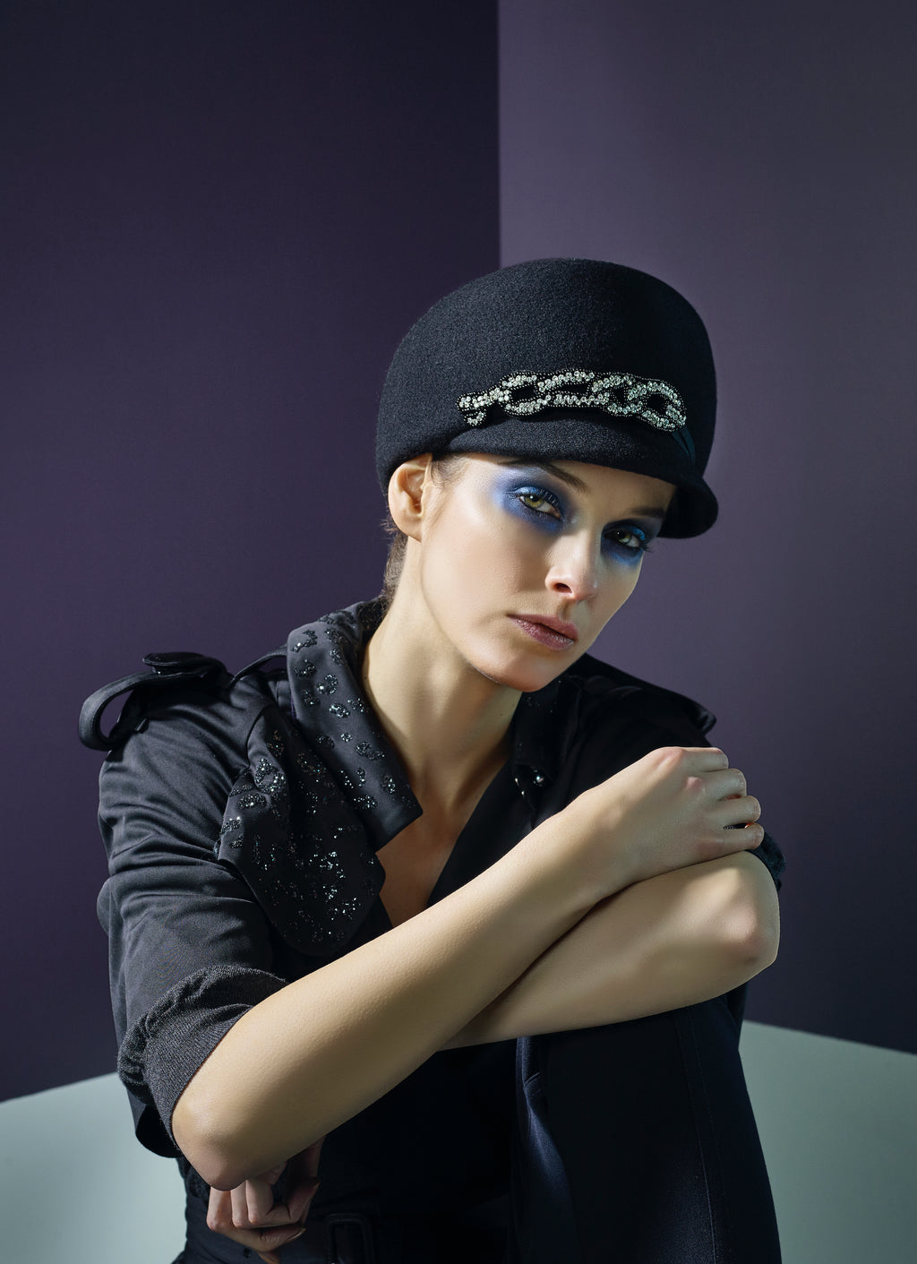 Misa Harada Black Wool Hat & Chain