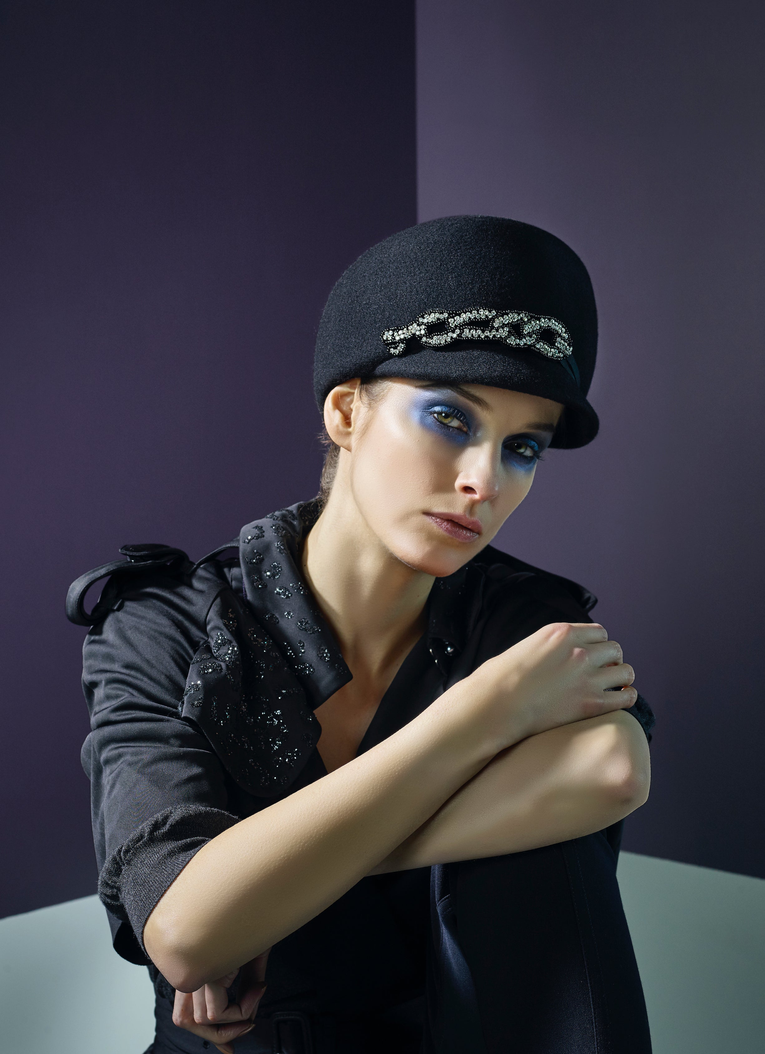 Misa Harada Black Wool Hat & Chain