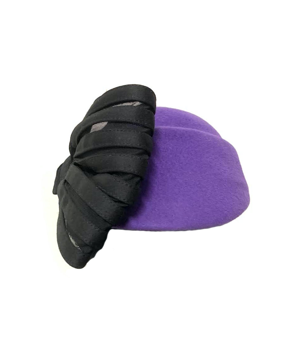 Misa Harada Purple Velour Cap with Bow