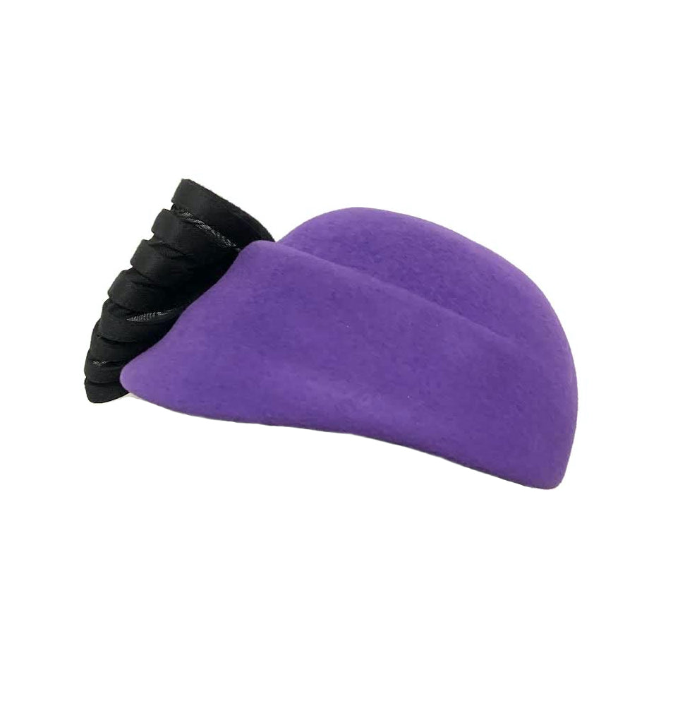Misa Harada Purple Velour Cap with Bow