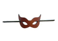 Brown Leather Mask Hair Buckle Pin