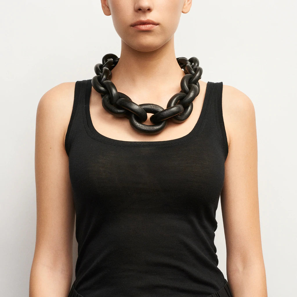 Monies Black Chain Necklace in Acacia