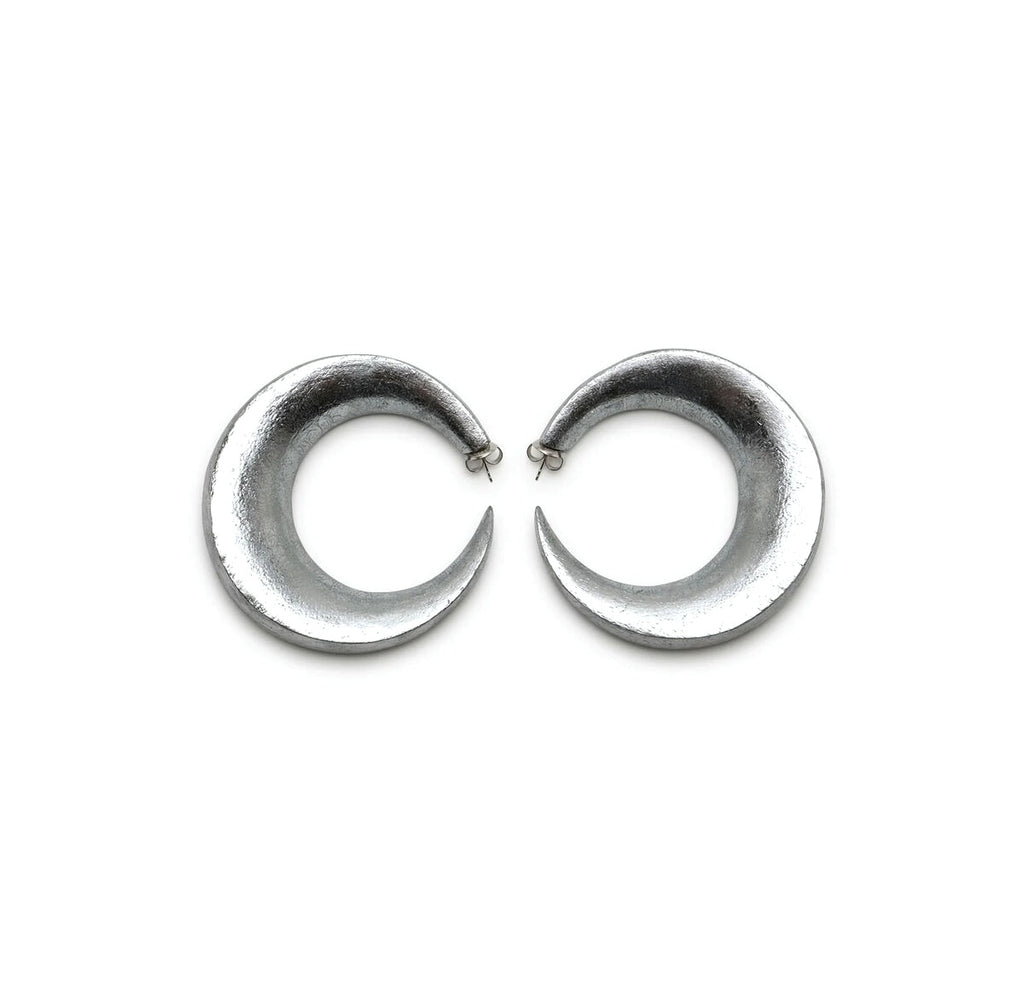 Monies Full Moon Earrings in Acacia and Silver Foil