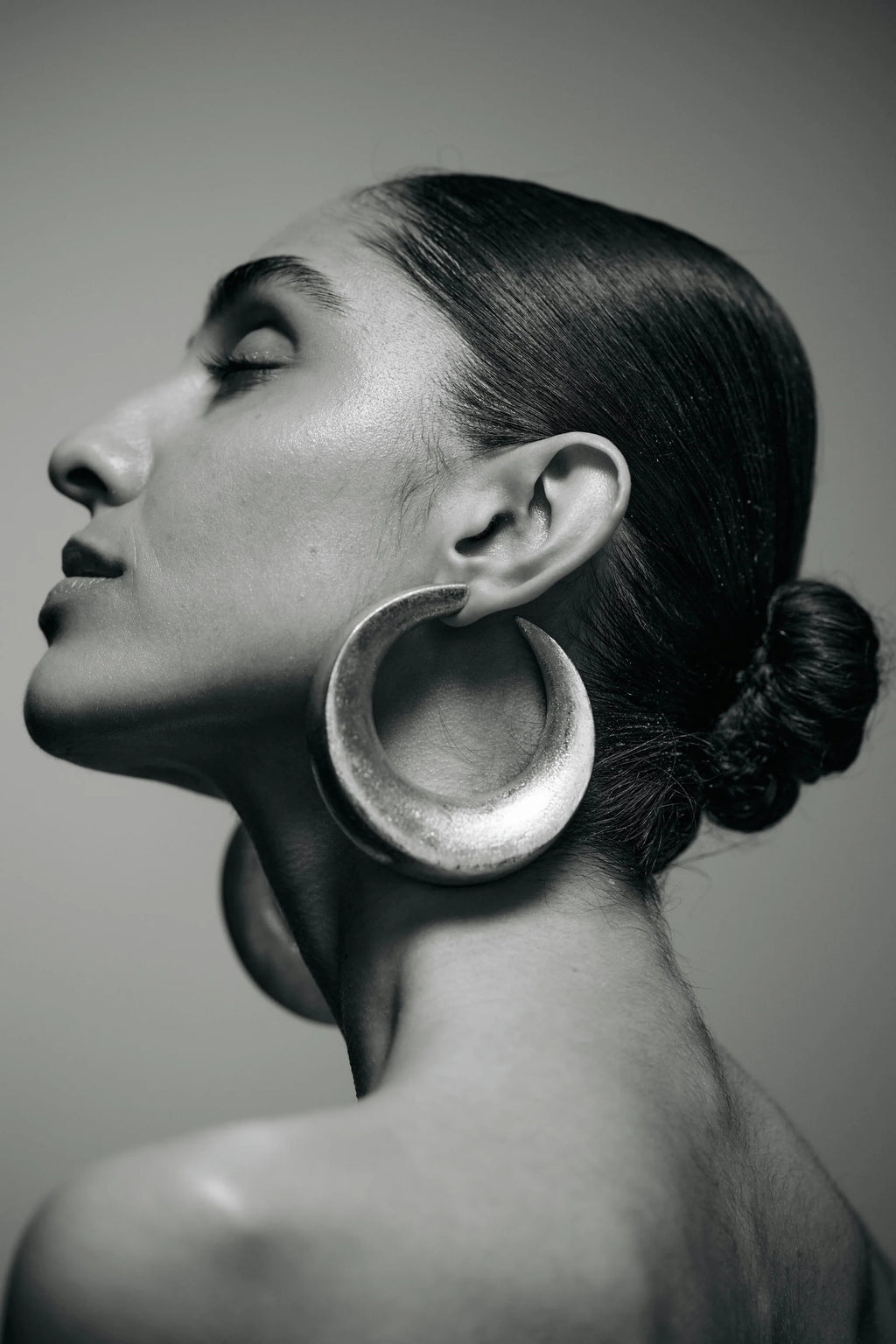 Monies Full Moon Earrings in Acacia and Silver Foil