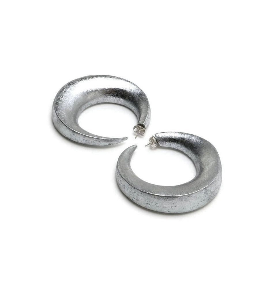 Monies Full Moon Earrings in Acacia and Silver Foil