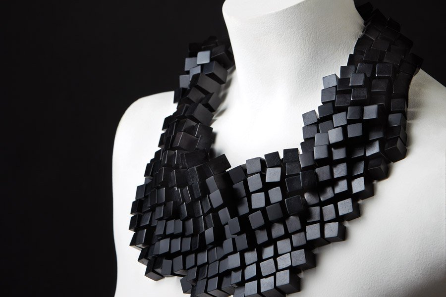 Monies Sculptural Black Ebony Necklace