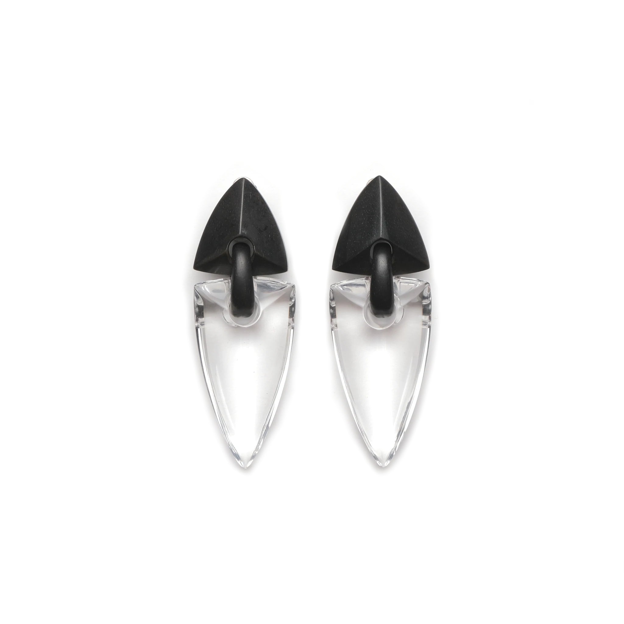 Monies Faceted Earrings in Clear Polyester & Ebony