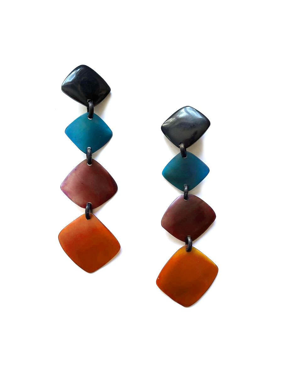 Monies Extra Long Horn Earrings in Warm Earth Tones