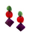 Monies Extra Long Horn Earrings in Green/Red/Violet