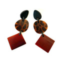 Monies Multicolored Extra Long Horn Earrings, Leopard