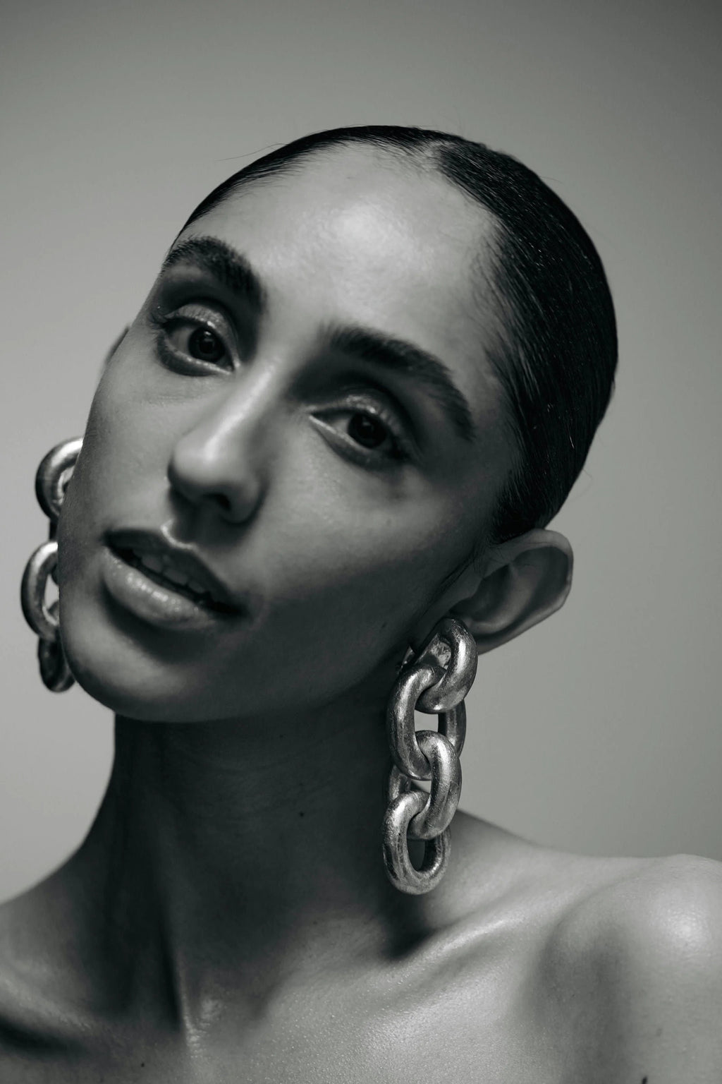 Monies Orbit Chain Earrings in Acacia and Silver Foil