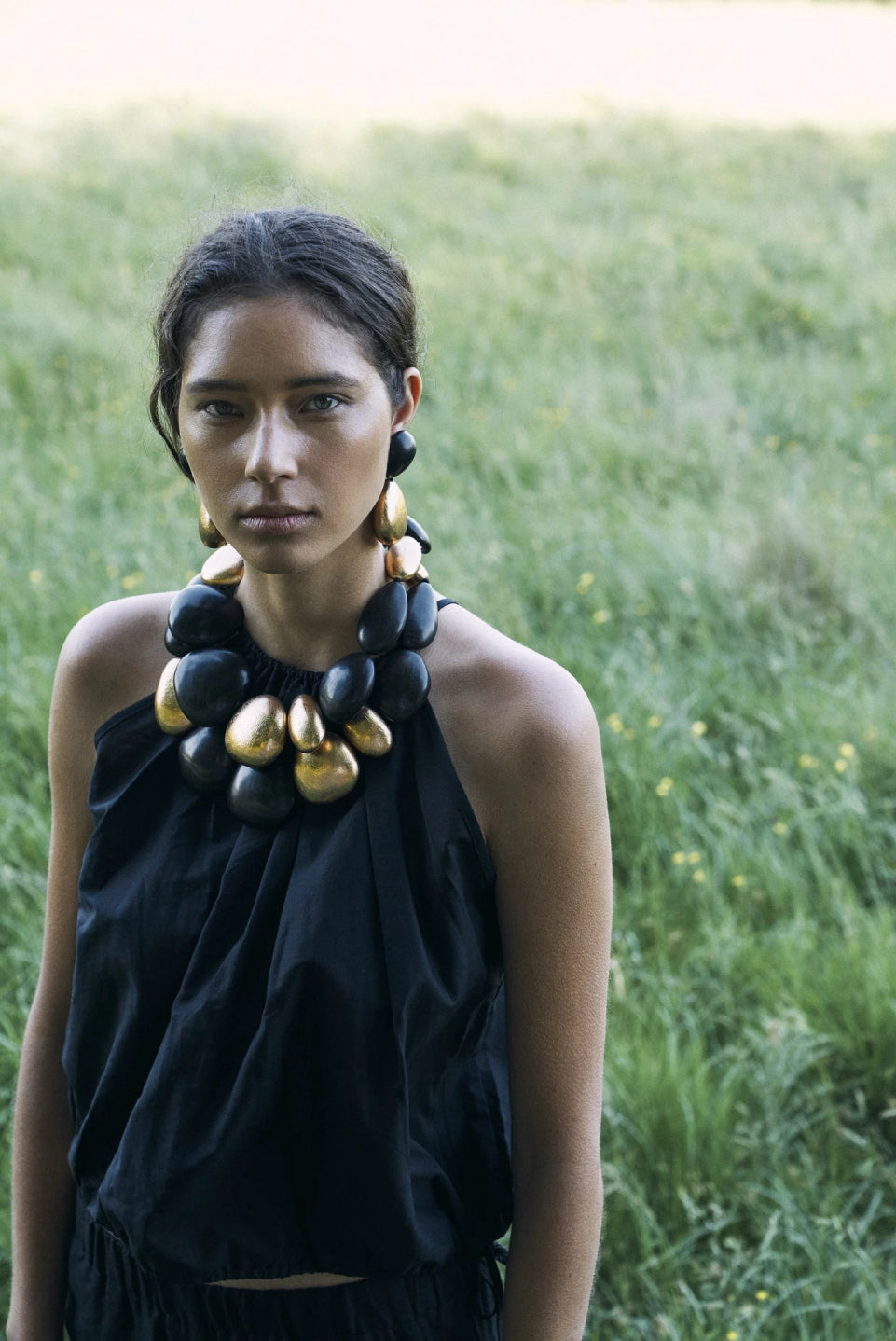 Monies Earrings in Kamagong and Gold Foil