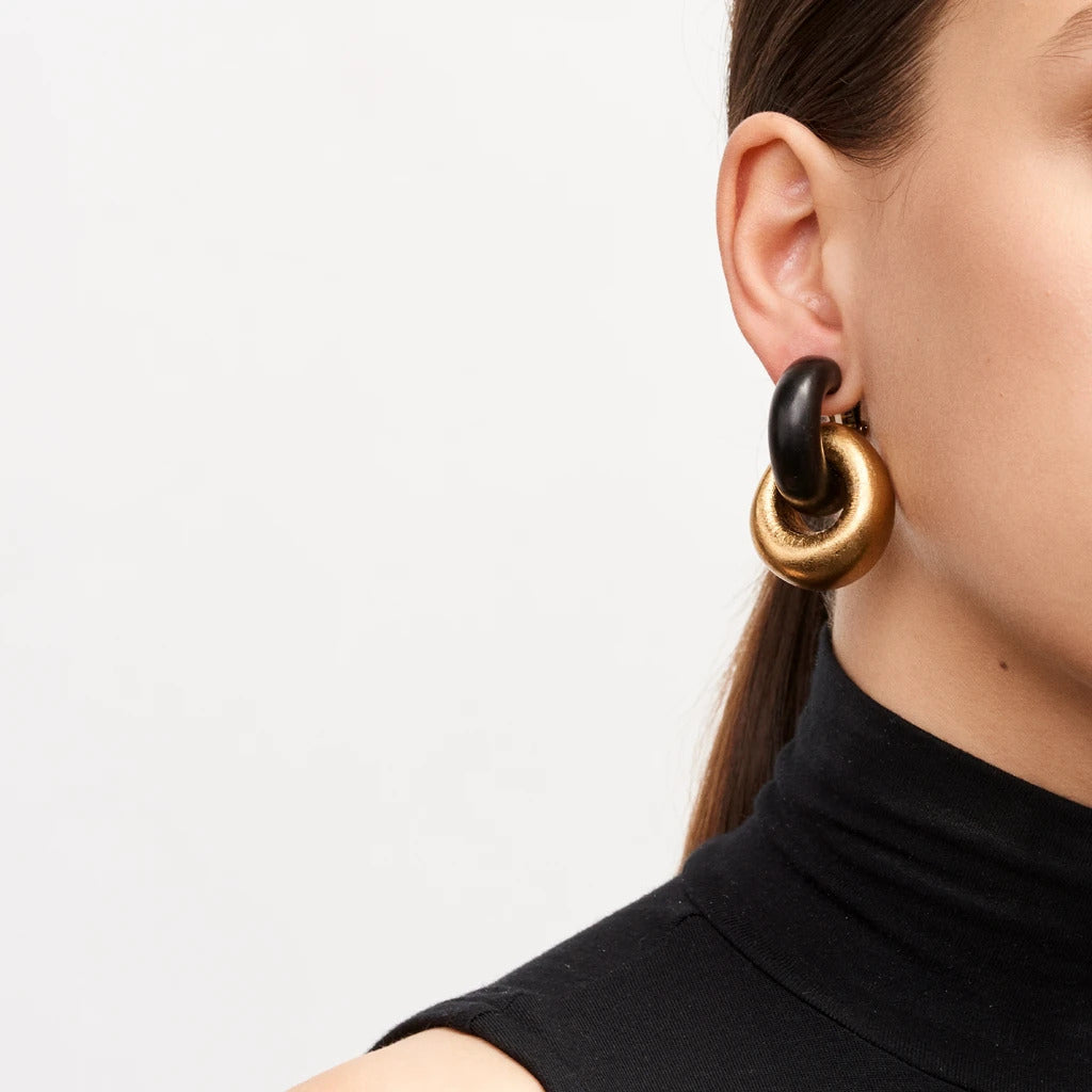 Monies Classic Earrings in Ebony and Gold