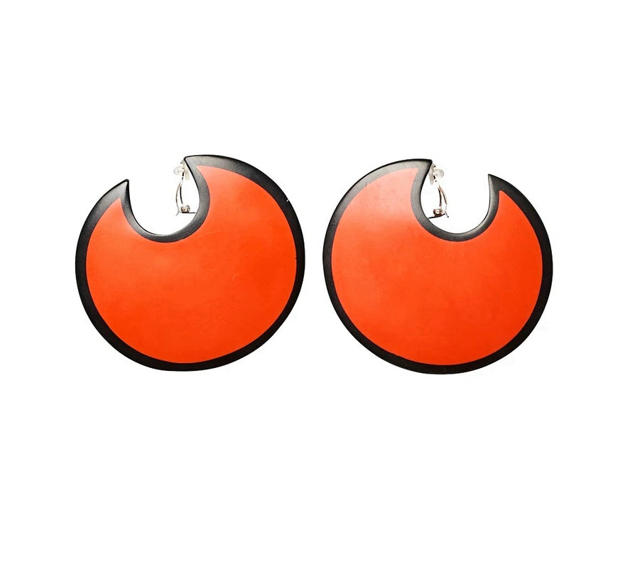 Monies Earrings in Pink and Orange Polyester