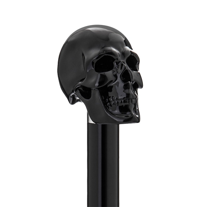 Pasotti Blue Leopard Umbrella with Black Skull Handle