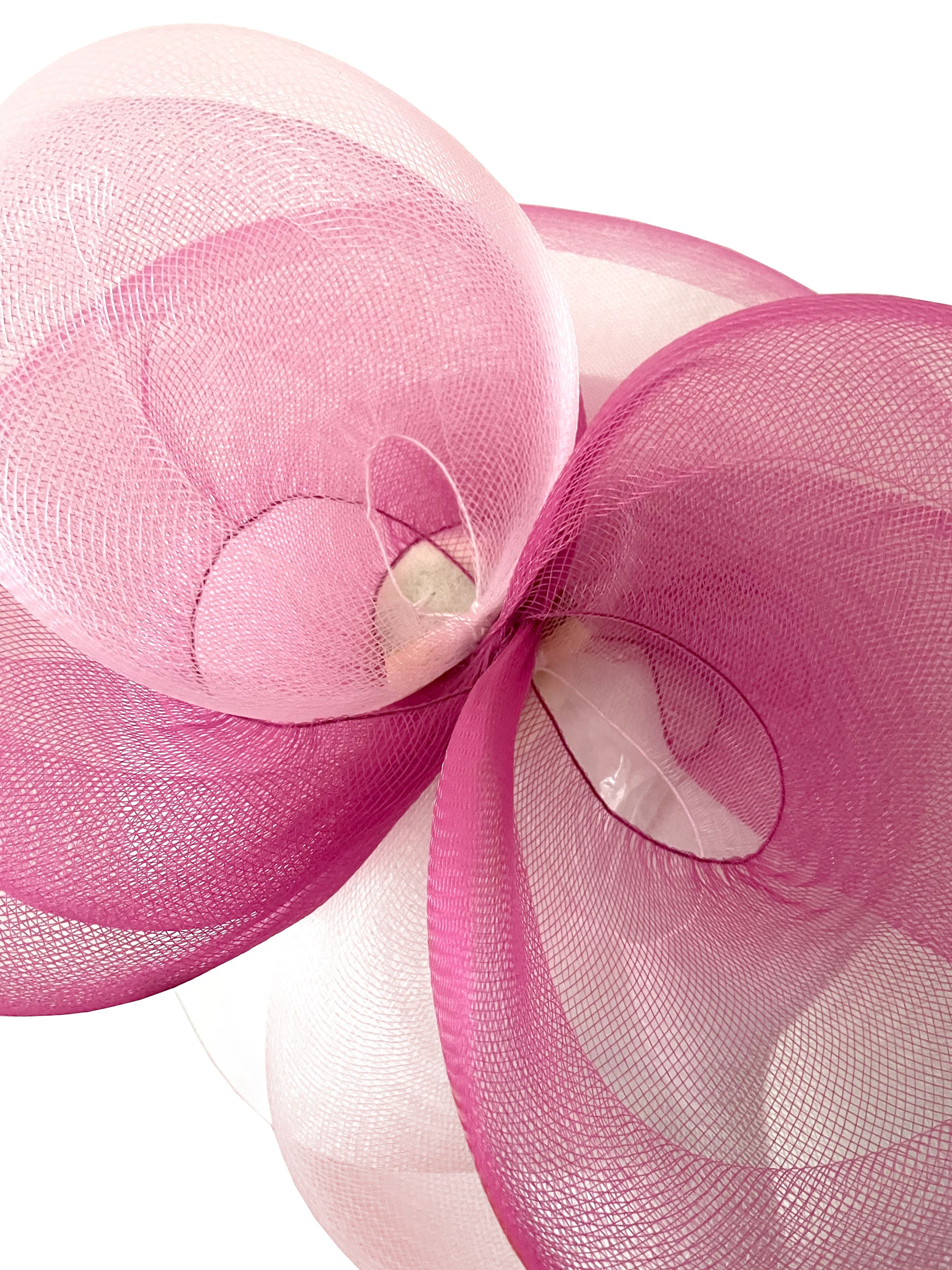 Mustahöyhen Crin Fascinator, Fuchsia & Pastel Pink