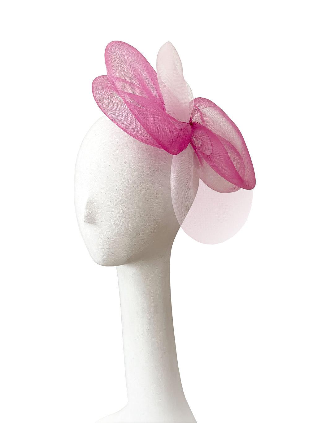 Mustahöyhen Crin Fascinator, Fuchsia & Pastel Pink