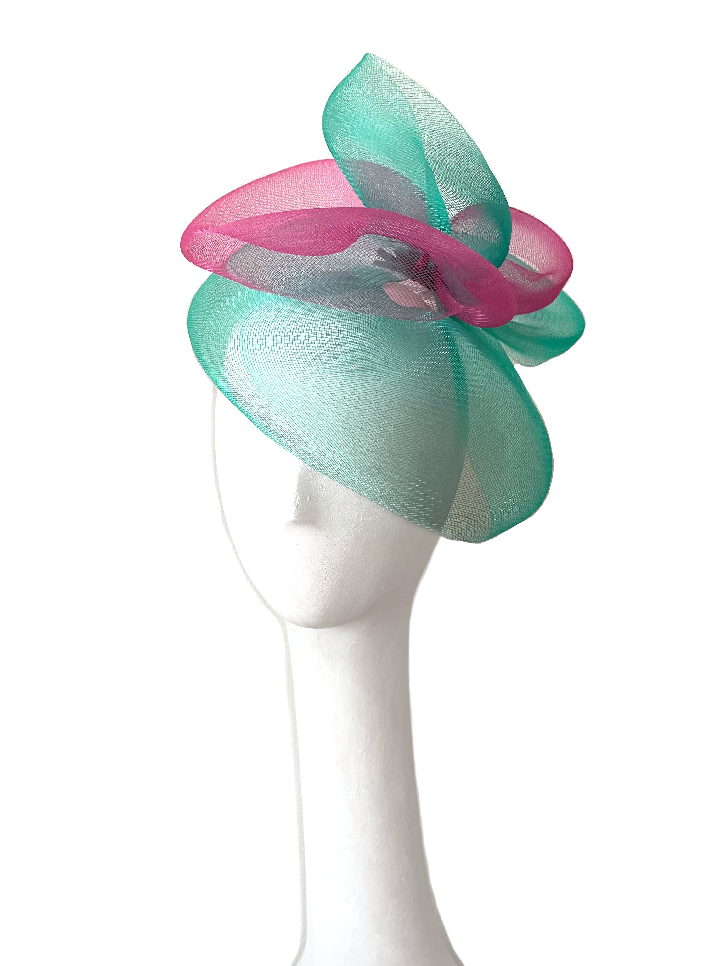 Mustahöyhen Crin Fascinator Mint Green & Hot Pink