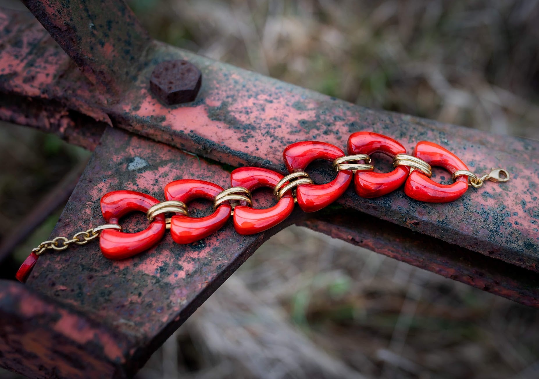 Dominique Denaive Warm Red Resin Bracelet