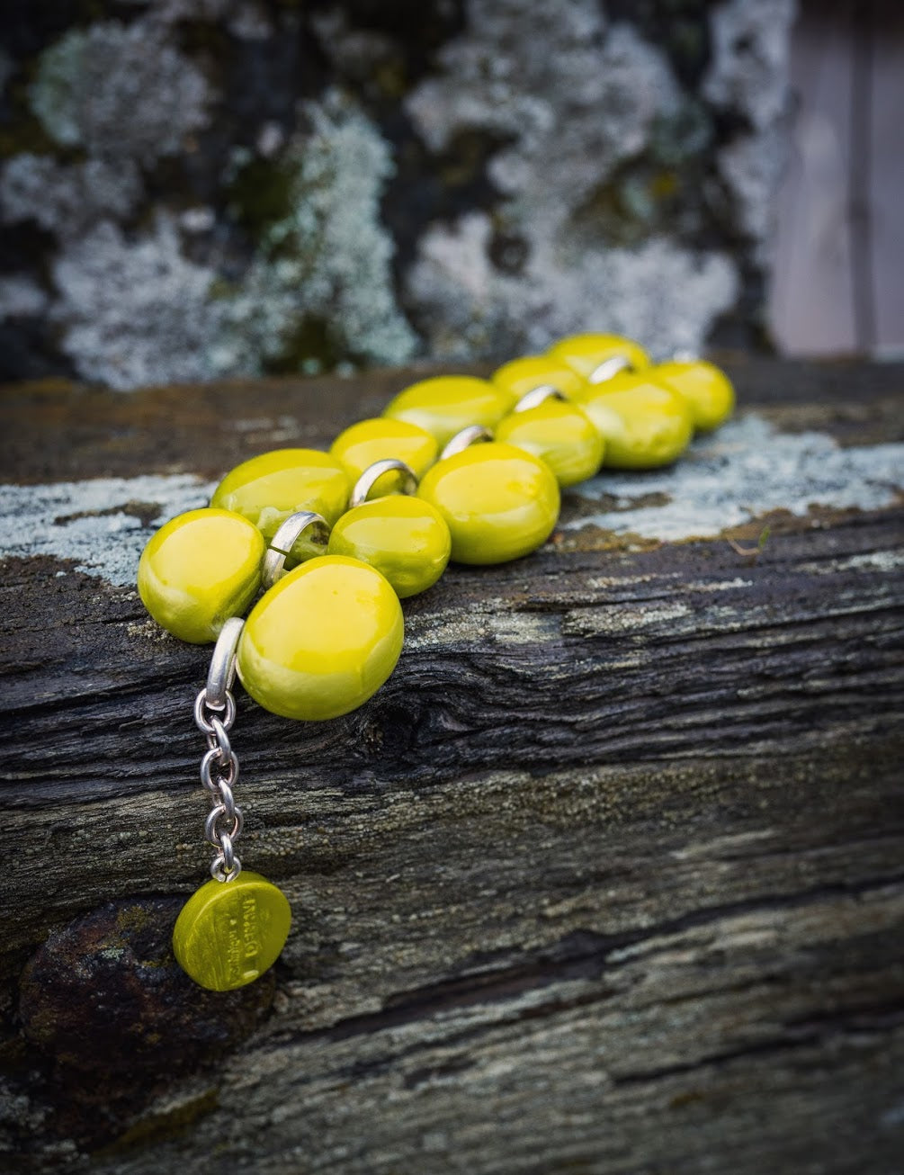 Dominique Denaive Neon Lime Yellow Statement Bracelet