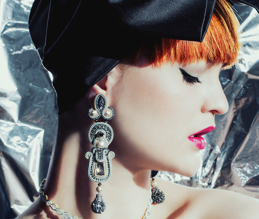 Dori Csengeri Silver & White Art Deco Earrings