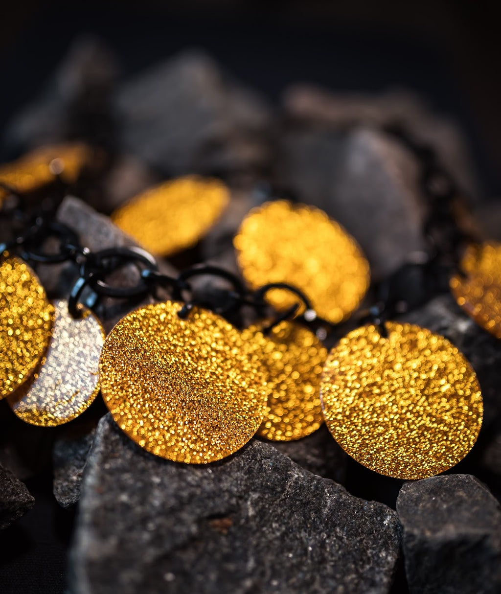 Marion Godart Necklace with Gold Glitter Resin Coins