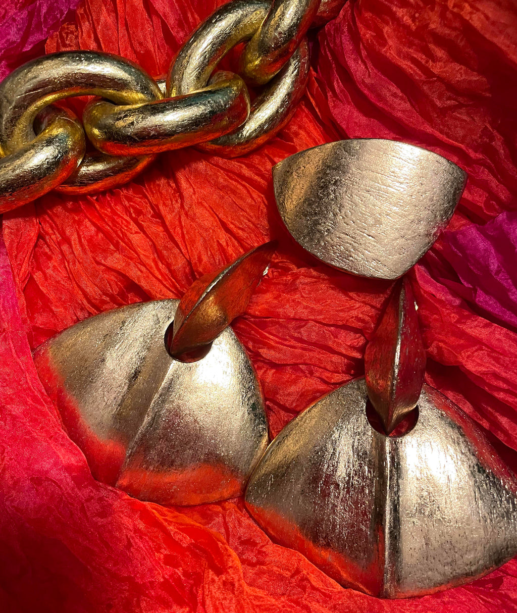 Monies Florence Earrings in Acacia Wood and Gold Foil
