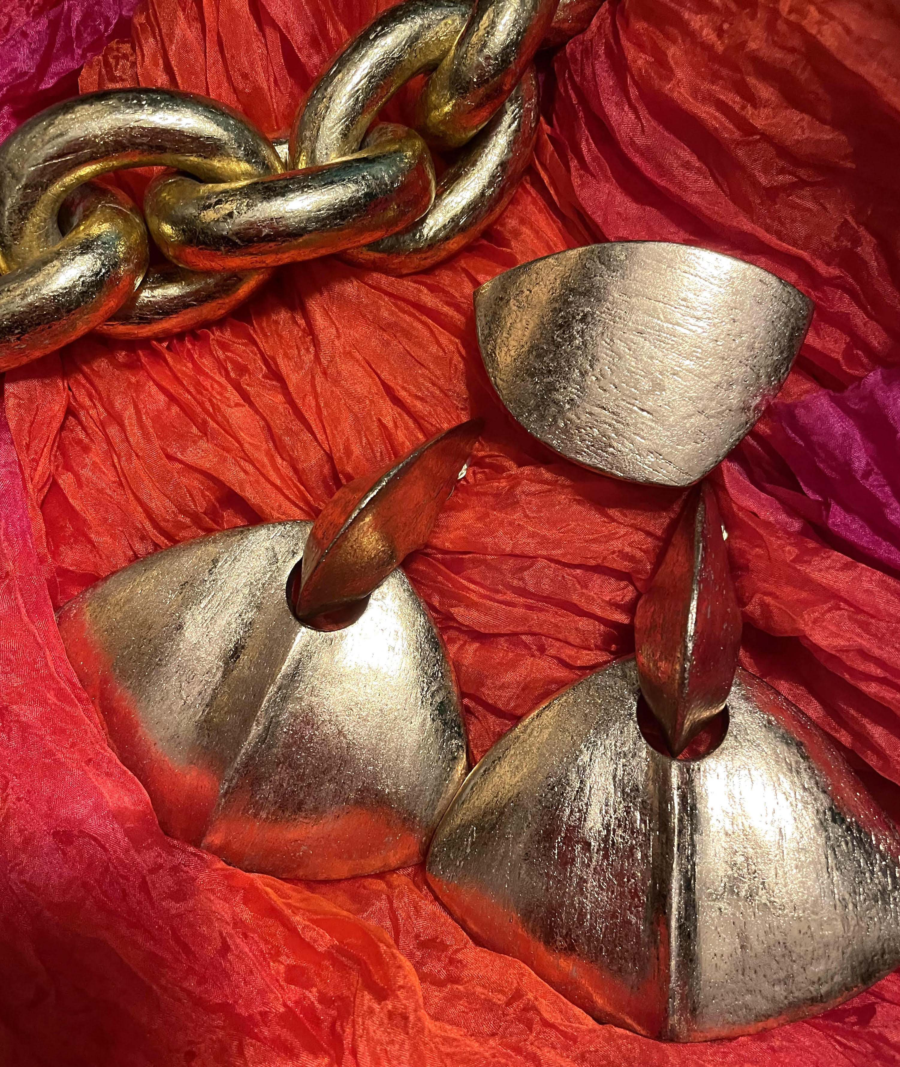 Monies Florence Earrings in Acacia Wood and Gold Foil
